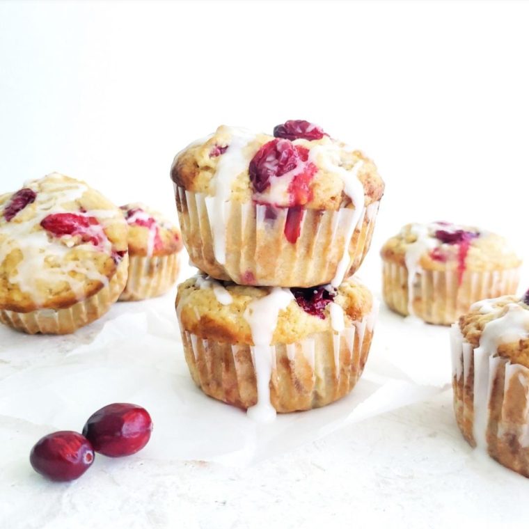 Cranberry Muffins with Vanilla Glaze