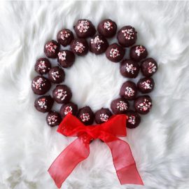 functional image peppermint schnapps truffle wreath with red bow and crushed candy canes christmas truffles chocolate truffles