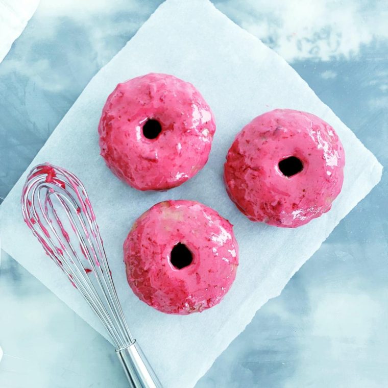 Spiced Donuts with Cranberry Glaze