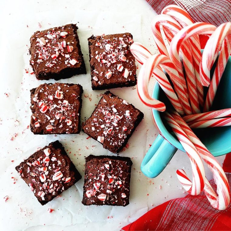 Peppermint Brownies with Whipped Ganache