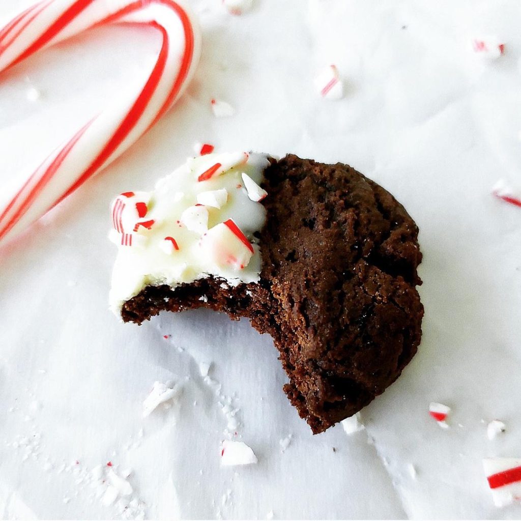 functional image peppermint mocha cookies one cookie with a bite missing