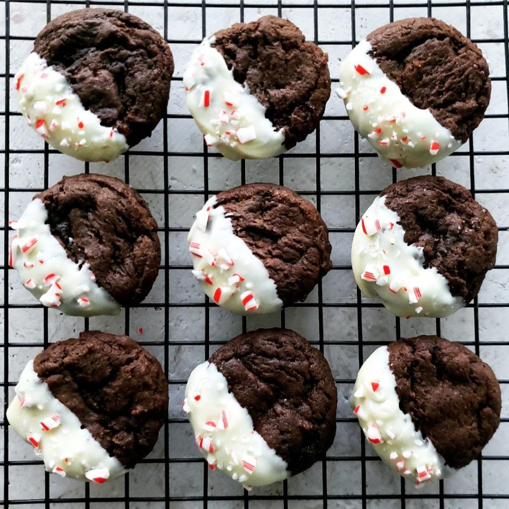 functional image 9 peppermint mocha cookies on a baking rack