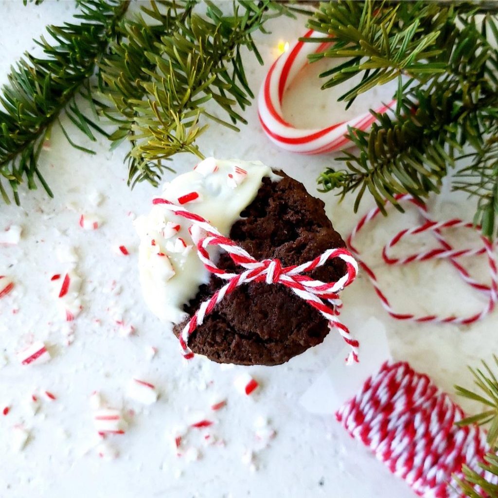 functional image peppermint mocha cookies top down tied with bakers twine 