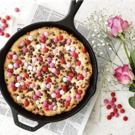 functional image cast iron skillet cookie m&m cookie chocolate chip cookie valentine cookie