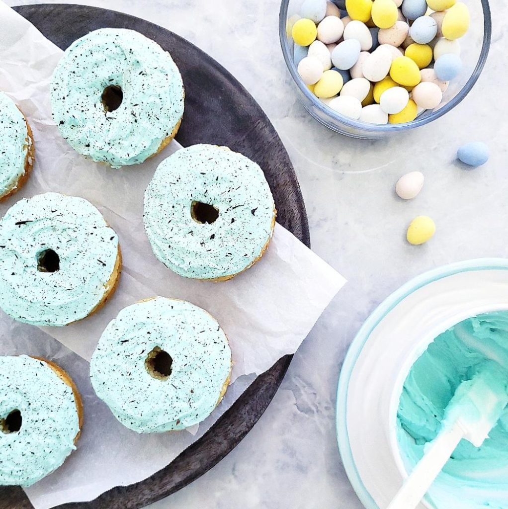 functional image whiskey speckled easter donuts blue frosting cadbury mini eggs robins egg blue