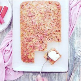 functional image rhubarb upside down cake whipped cream