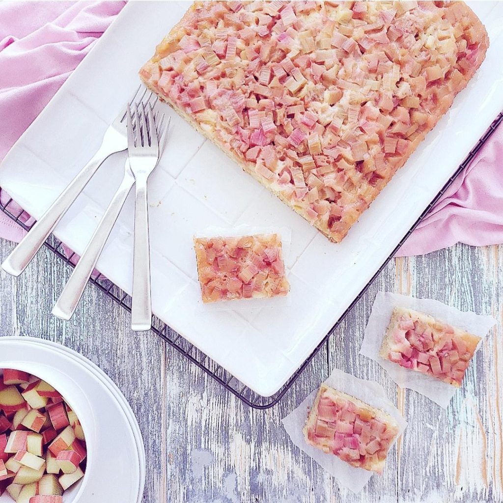 functional image rhubarb cake fresh rhubarb