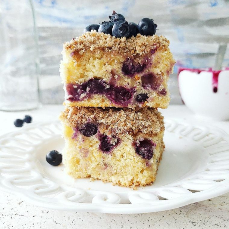 functional image blueberry coffee cake with sour cream stack of slices