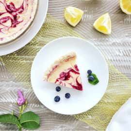 recipe for lemon pie with blueberries plated slice