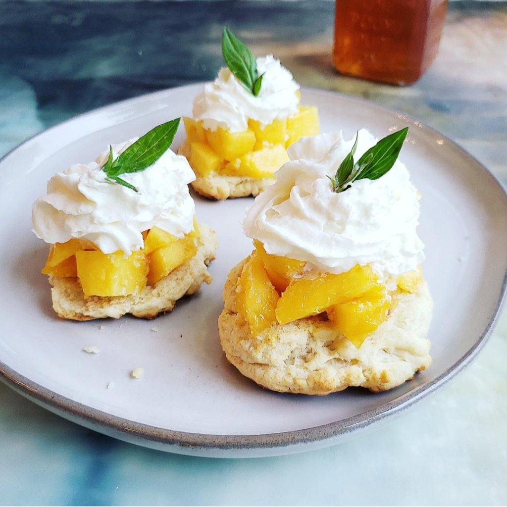 functional image recipe for peach shortcake drop biscuits homemade biscuits whipped cream fresh peaches