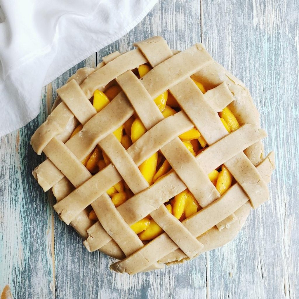 functional image recipe for peach pie rustic pie unbaked pie with lattice fresh peach pie