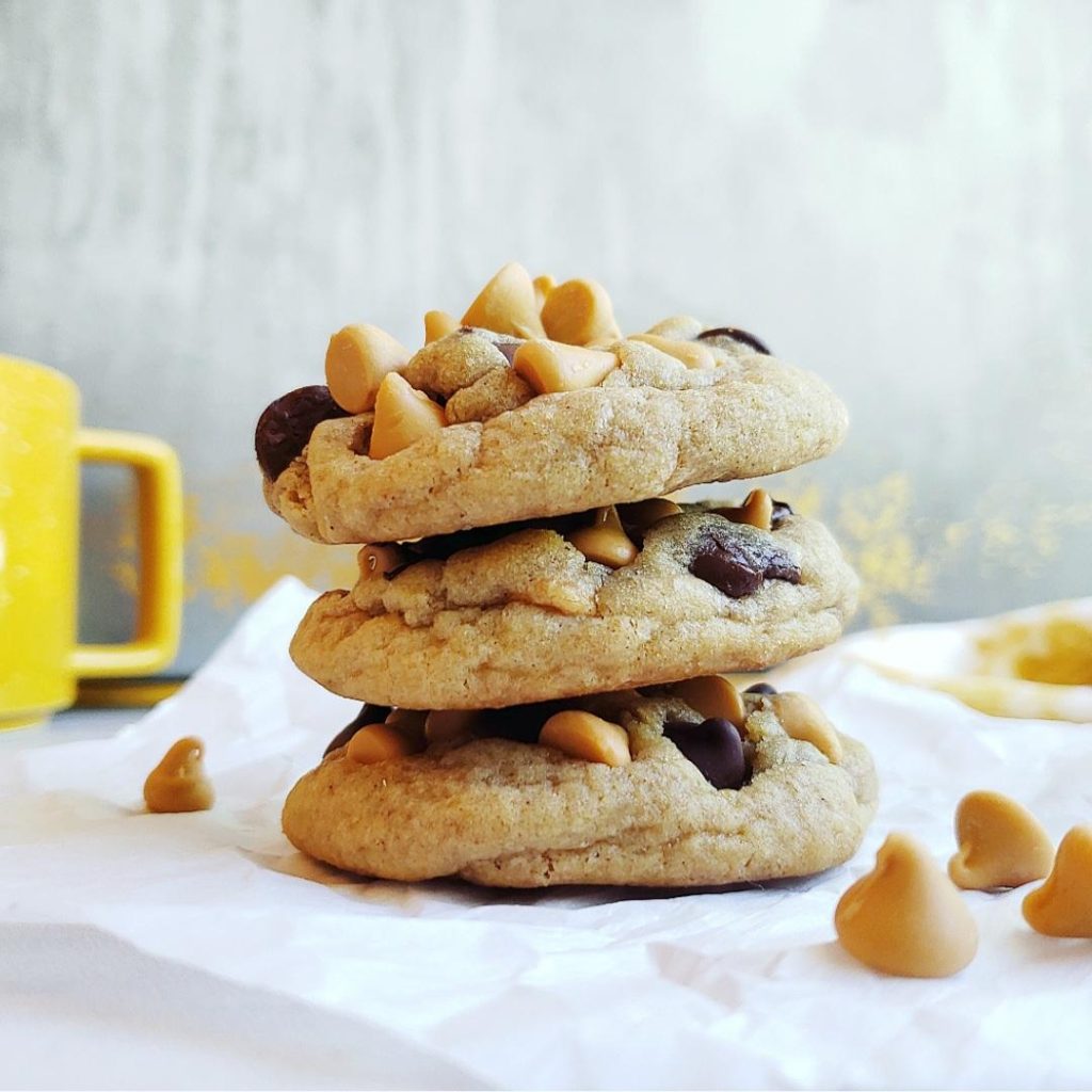functional image chocolate chip butterscotch cookies stacked three high 