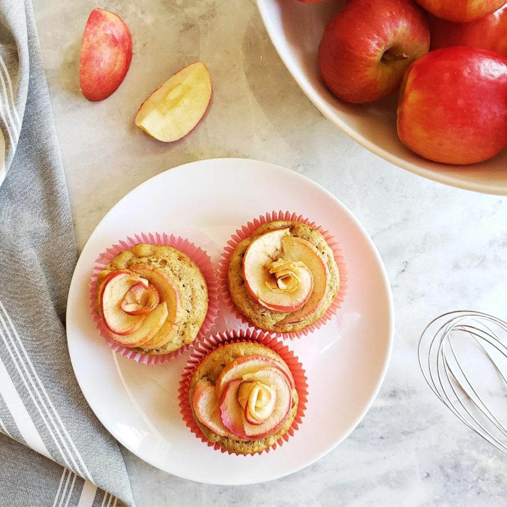 functional image apple cinnamon muffins with apple roses three on a plate