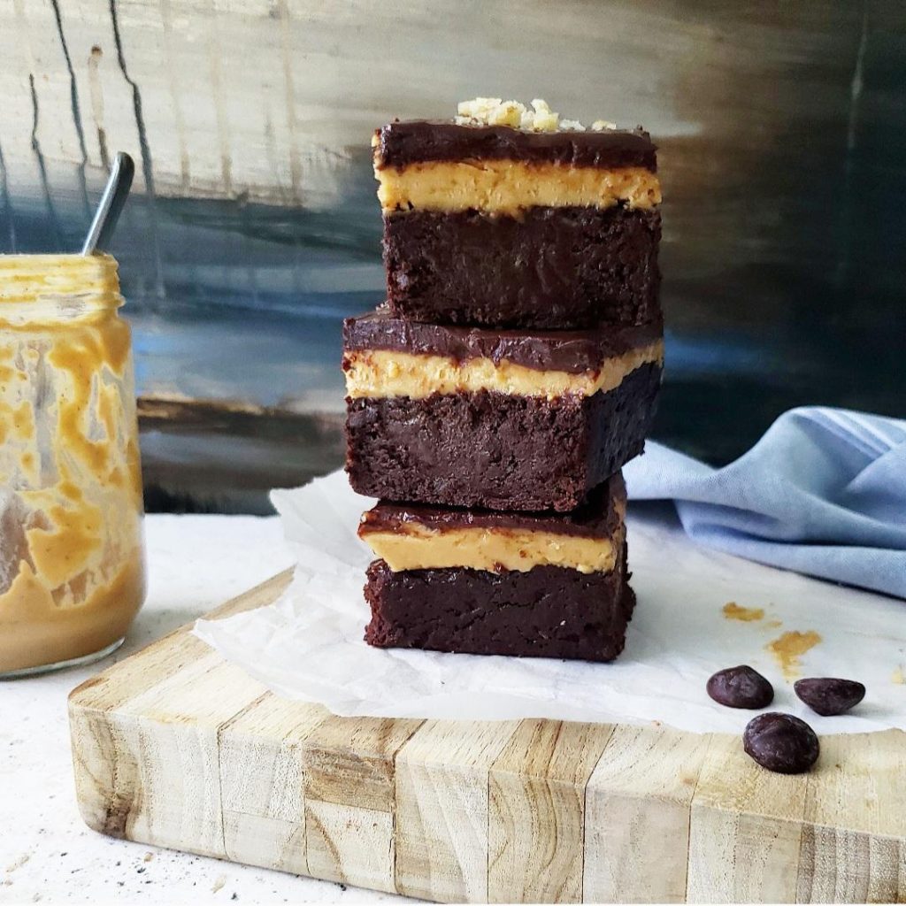 functional image peanut butter brownies stacked with chocolate chips